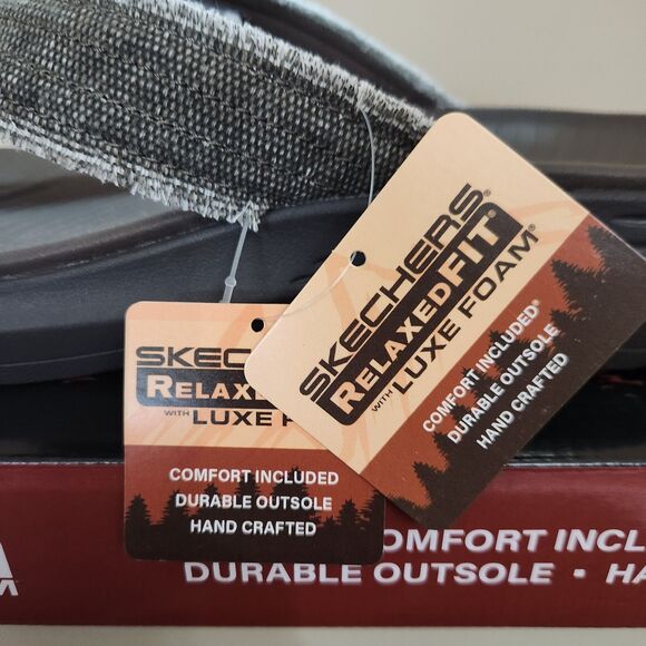 Skechers Relaxed Fit With Luxe Foam Chocolate Brown Men's Flip Flops Size 11 - Picture 2 of 11